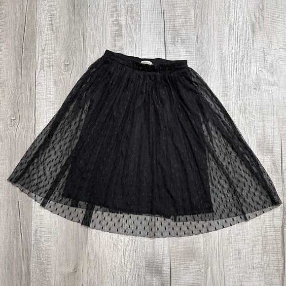 Speechless Black Tulle Skirt Juniors M Lace Overlay Lined Pull On Pleated Knee - Picture 1 of 8